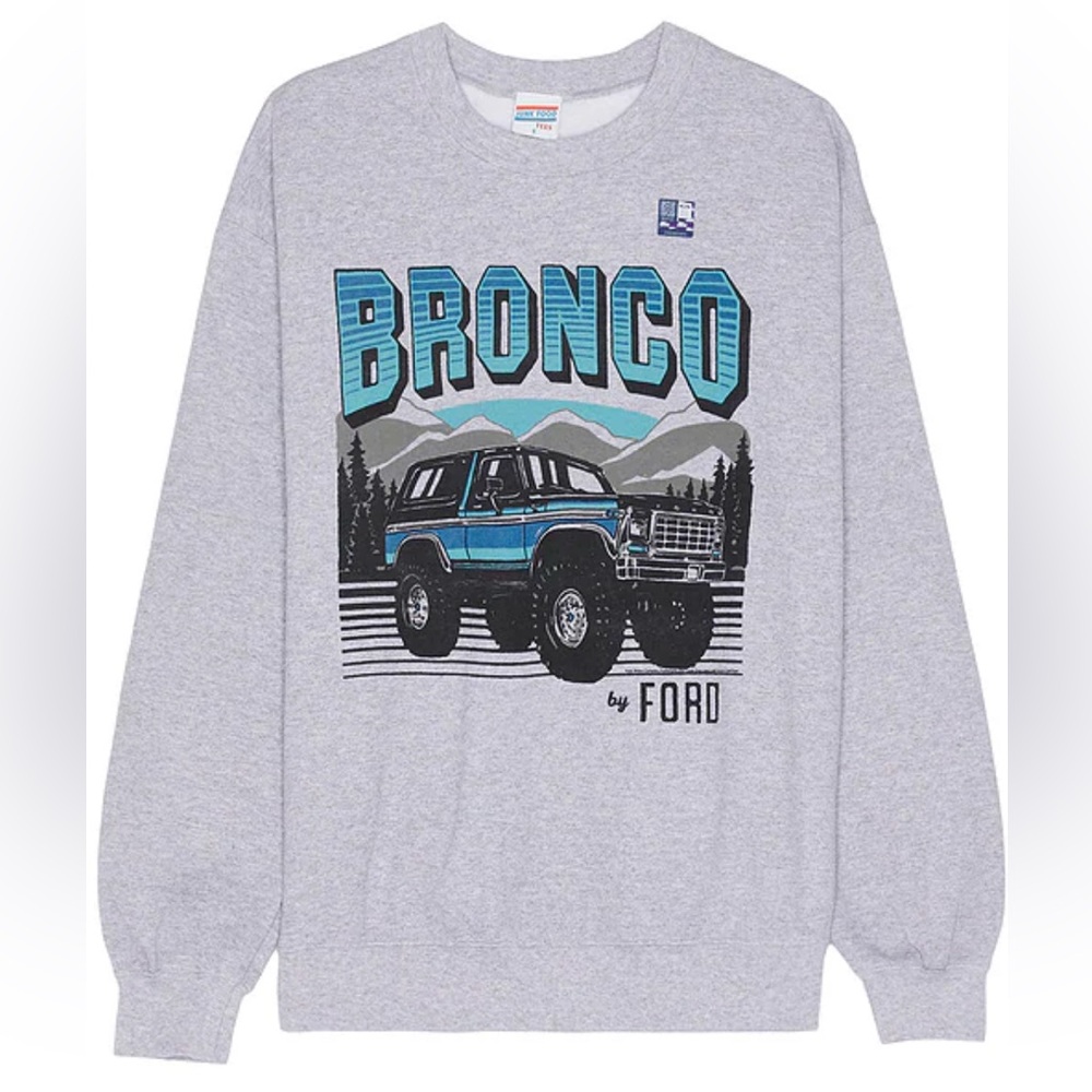 Ford Bronco Car Blue Gray Crewneck Sweater NWT